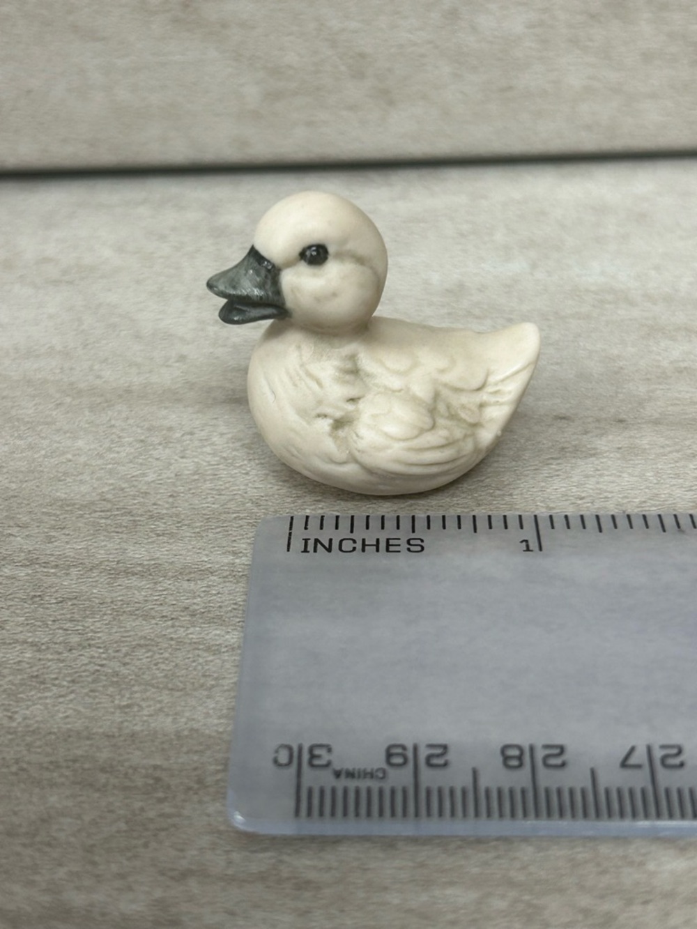 1” Adorable Miniatures Cream Duck Figurine with Gray Beak